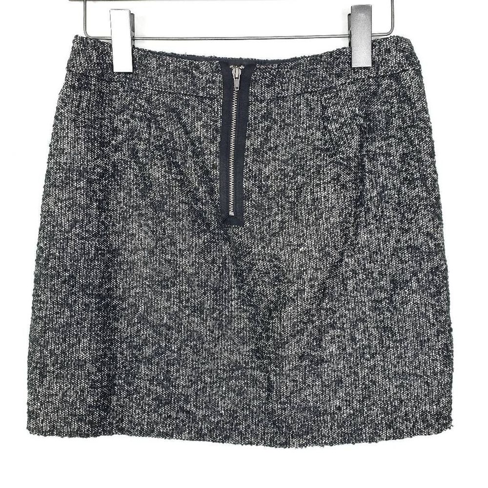GAP Womens Silver Metallic, Black, & White Tweed Zip Up Lined Mini Skirt Size: 2 - Picture 3 of 5